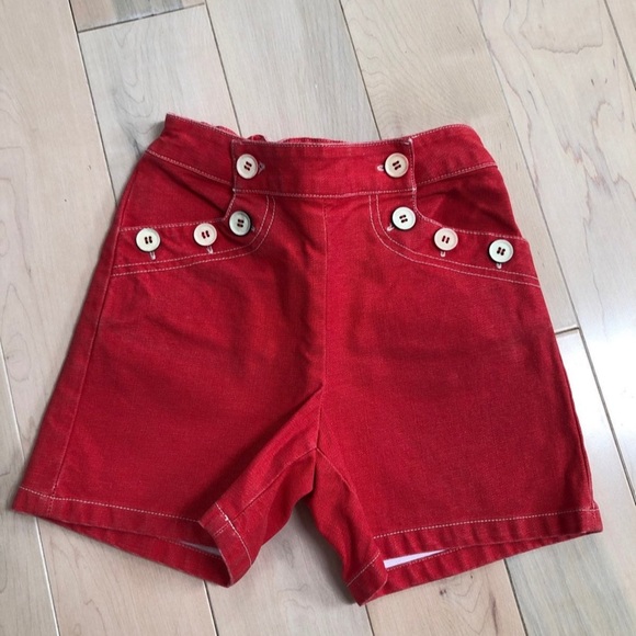 Bonpoint girls red jean denim sailor high waist shorts
